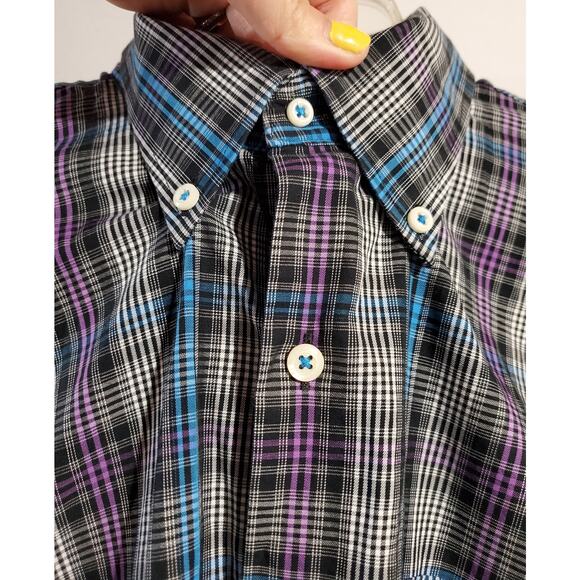 Peter Millar Plaid Button Down 100% Cotton Long Sleeve Collared Shirt Men's L - Picture 3 of 9